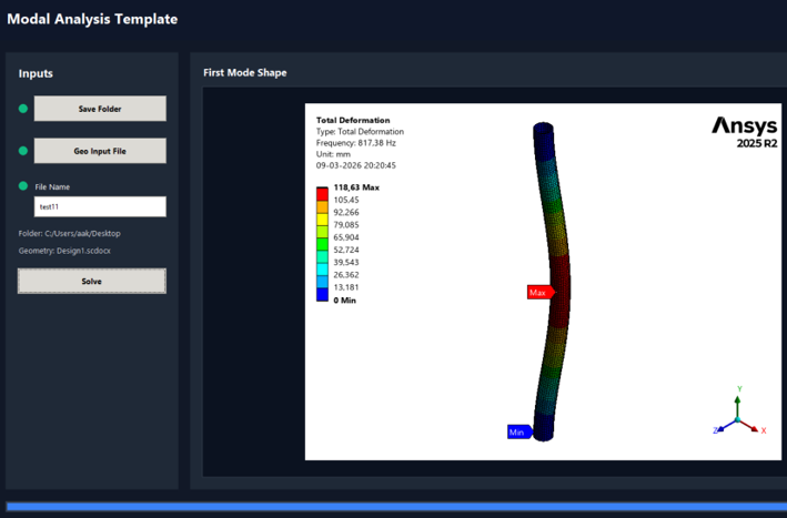 Modal Analysis GUI Template - ANSYS Workbench Automation